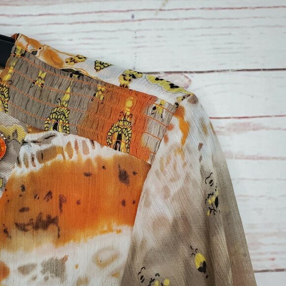 M By Marc bouwer Light Wear See Through Gem Laced Collar Elegant Decorative Top - Picture 7 of 12